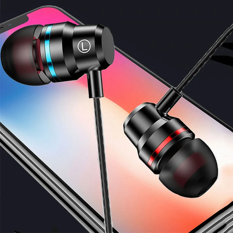 Металлические наушники проводные вкладыши гарнитура с микрофоном регулятор