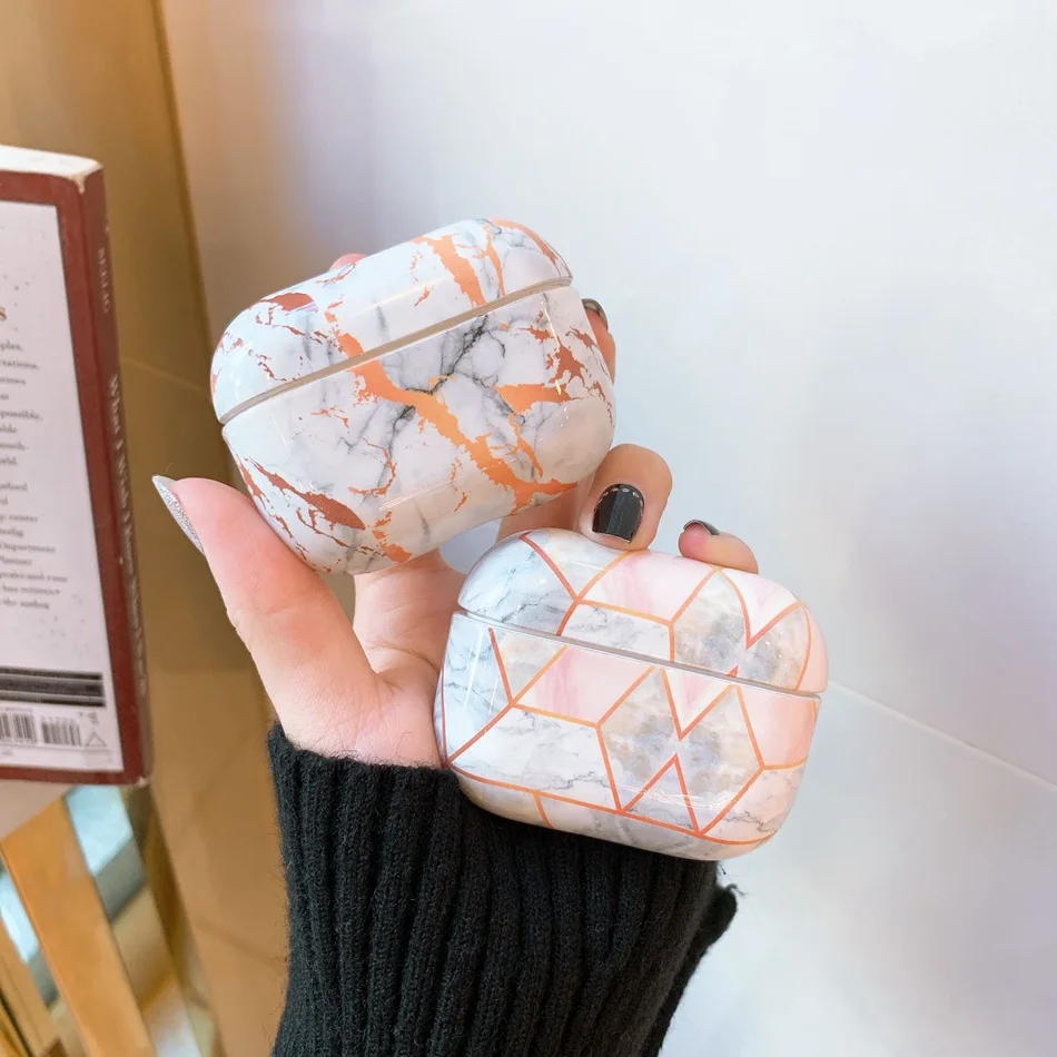 Earphone Case For Apple Airpods Pro Marble Flower Hard Cover Air Pods 3 Headphone Earpods Charging Box Clear | Электроника