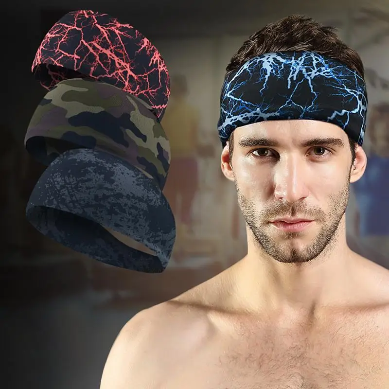 

TD002 sweat-absorbent men and women elastic sports hair band breathable with lightning pattern yoga hair headband sports fitness