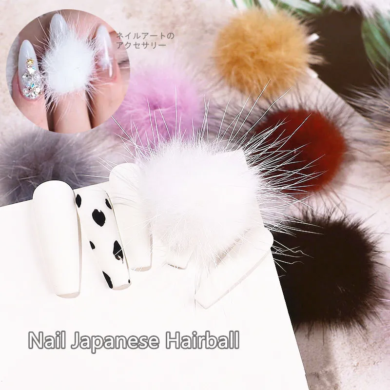 

Cute Fluffy Plush Ball 3D Nail Art Decorations Hairball Detachable DIY Magnetic Pompoms Jewelry Soft Design Manicure Accessories