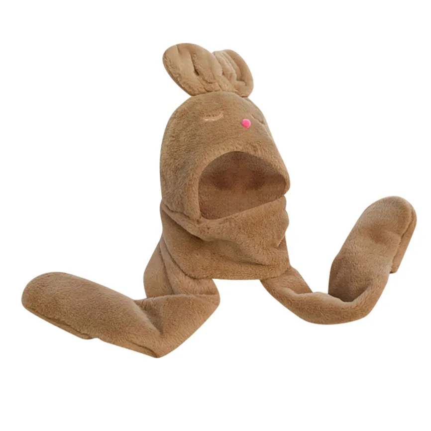 Популярная шапка с заячьими ушами 3 в 1 перчатками шарф магнитом плюшевая