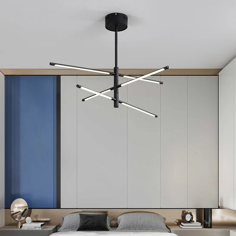 Минималистичная линейная Подвесная лампа для спальни столовой с 4/6/8 насадками
