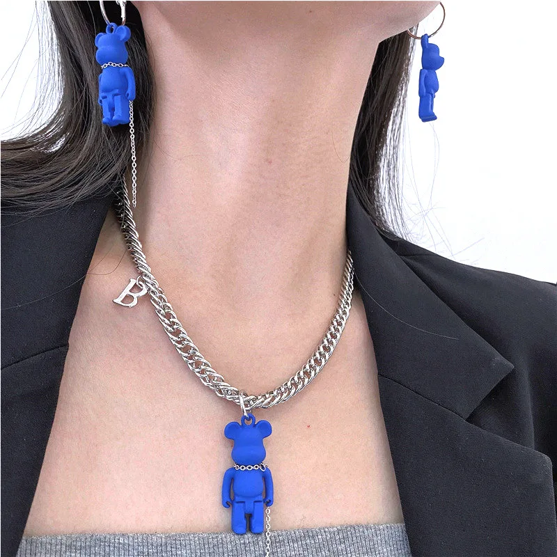 

Handmade Cute Acrylic Gummy Bear Chain Necklaces Birthday Jewelry Gift Candy Color Bear Necklace For Women Girls Christmas Gifts