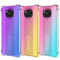 for xiaomi poco x3 pro nfc rainbow gradient color phone case soft tpu back cover four corner anti drop airbag protective shell