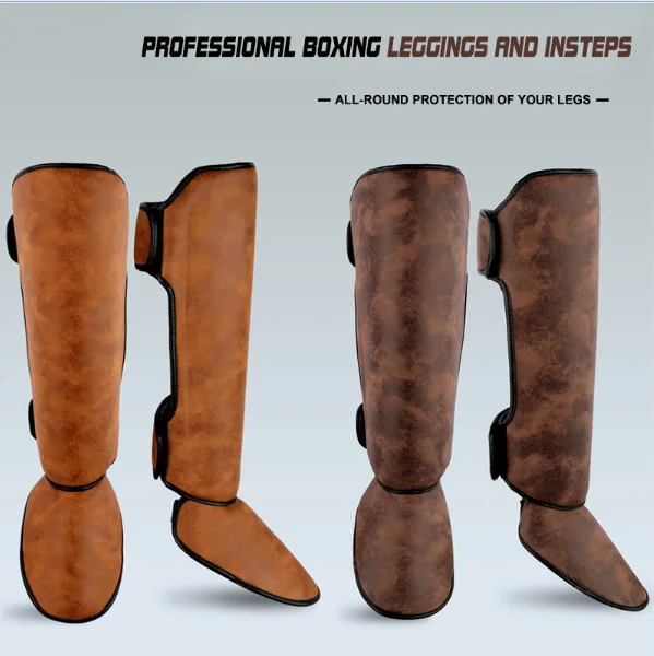 Накладки для ног кожаные в стиле ретро тайского бокса MMA тхэквондо|Щиток на