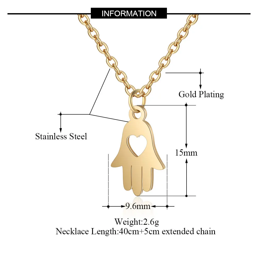 ААААА качество 100% нержавеющая сталь Хамса ручной Шарм ожерелье для женщин