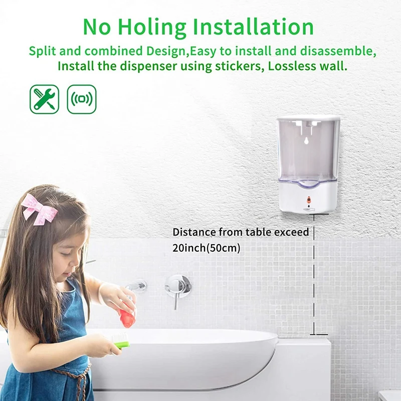 

1100Ml Big Capacity Automatic Soap Dispenser Touchless Sensor Hand Soap Detergent Dispenser Wall Mounted for Bathroom
