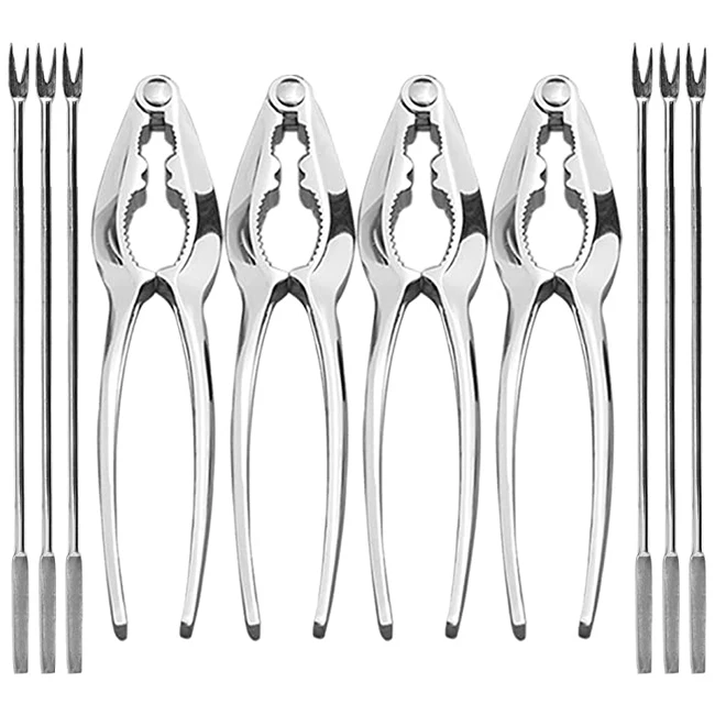 

10/12pcs Seafood Crackers Picks Crab Peeler Scissors Needles Shrimp Tool Lobster Clamp Pliers Clip Pick Sea Food Opening Tools