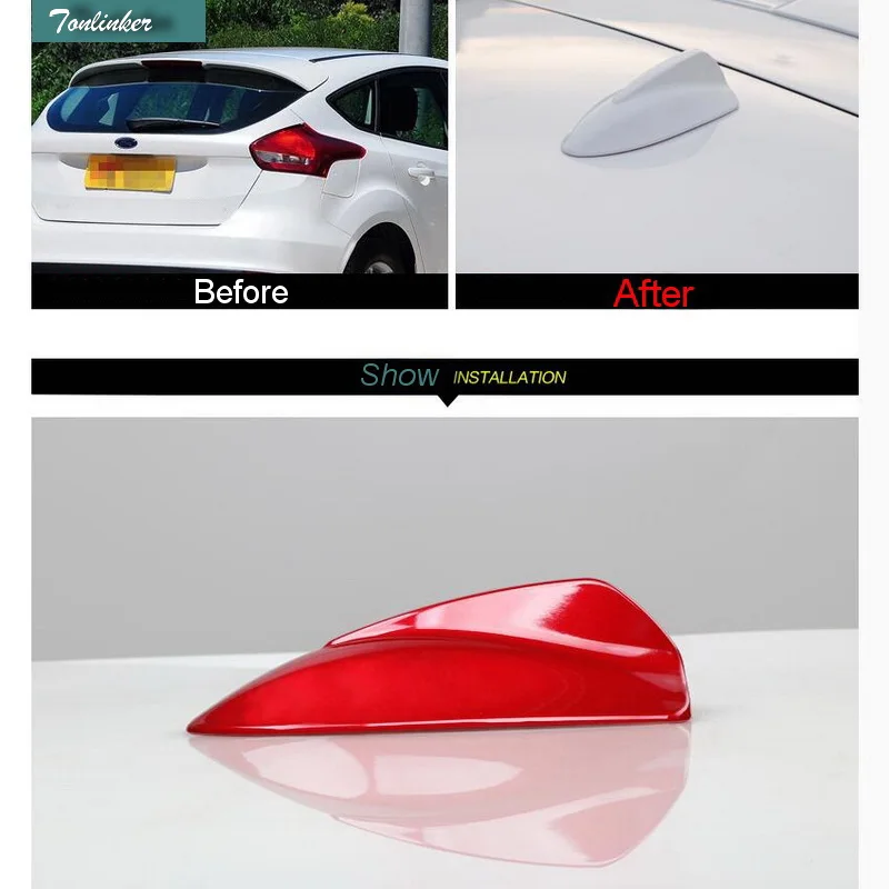 

Tonlinker 1PCS DIY Car styling ABS Chrome Modified shark fin decorated anten Cover Case stickers For Ford Focus 2015 accessories