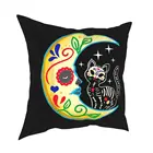 Квадратный чехол с изображением сахара, черепа, Луны, подушки из полиэстера для дивана, Мексиканский День мертвых, Повседневная наволочка, домашний декор