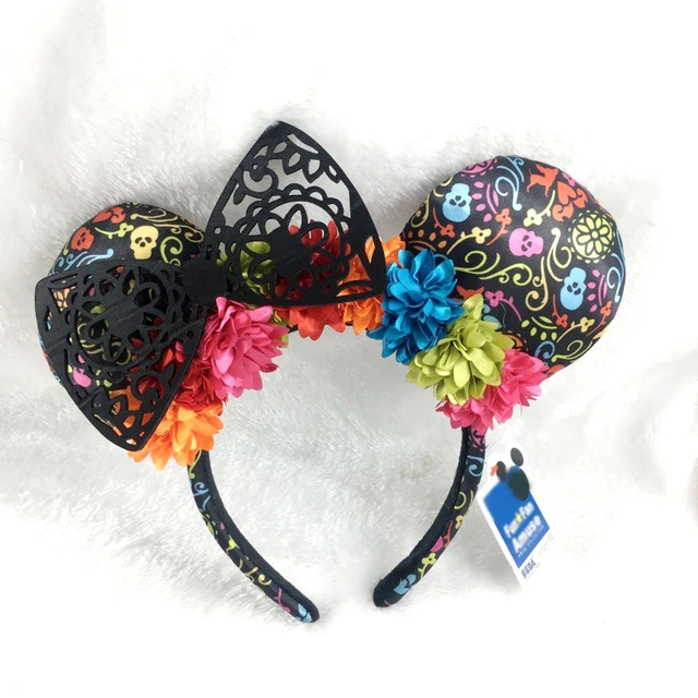 Diadema con orejas de Minnie de dibujos animados para adultos y ni&ntilde;os, diadema de felpa de sirena, Princesa, con lazos grandes de lentejuelas, para disfraz, regalo-5