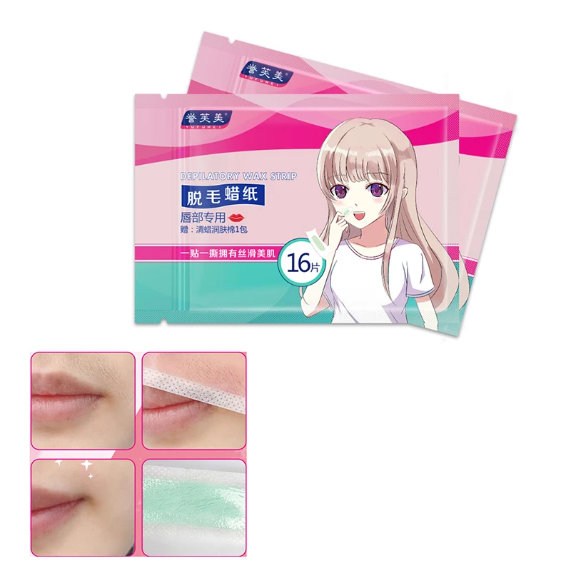 

16Pcs Face Lip Hair Removal Wax Strips Waxing Wipe Sticker Eyebrow Beard body