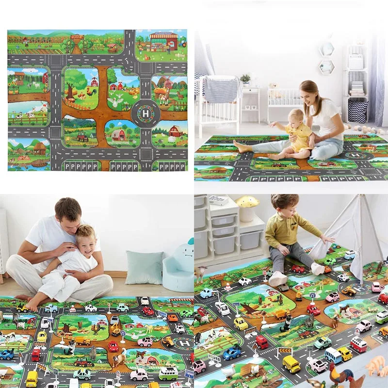 

Baby Play Mat Road Carpet For Kids Cartoon Traffic Rug Little Indoor Toys Babies Playing Educational Mat Boys Girls Toys