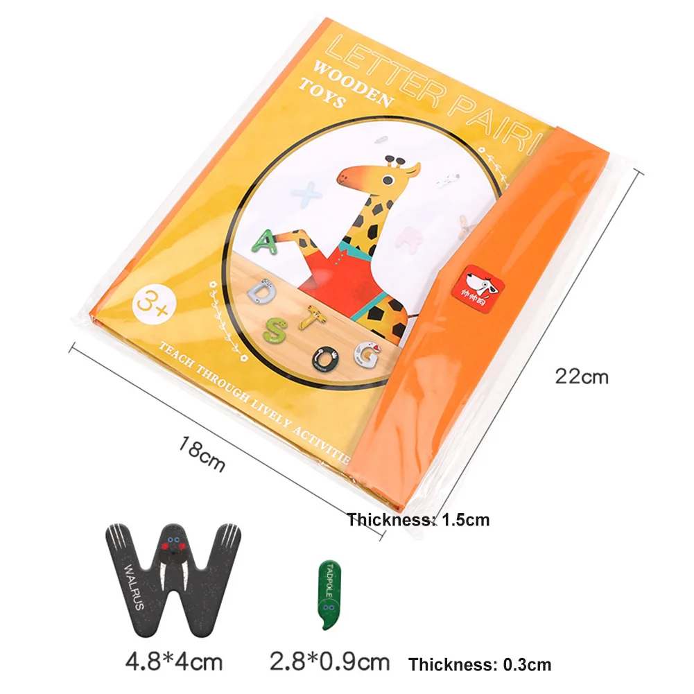 

Children Gift Wooden English Letter Refrigerator Magnetic Sticker Learning Tool kids Educational Toys for Children Gifts