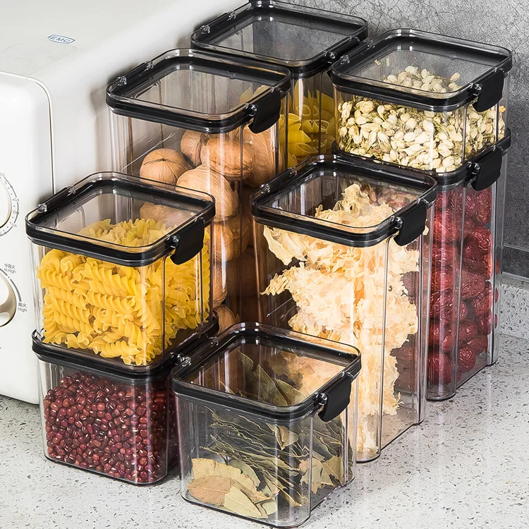 

Food Sealed Cans Grain Storage Box Plastic Household Kitchen Storage Cans Empty Bottle Tarros De Cristal Kichen Items EB5SN