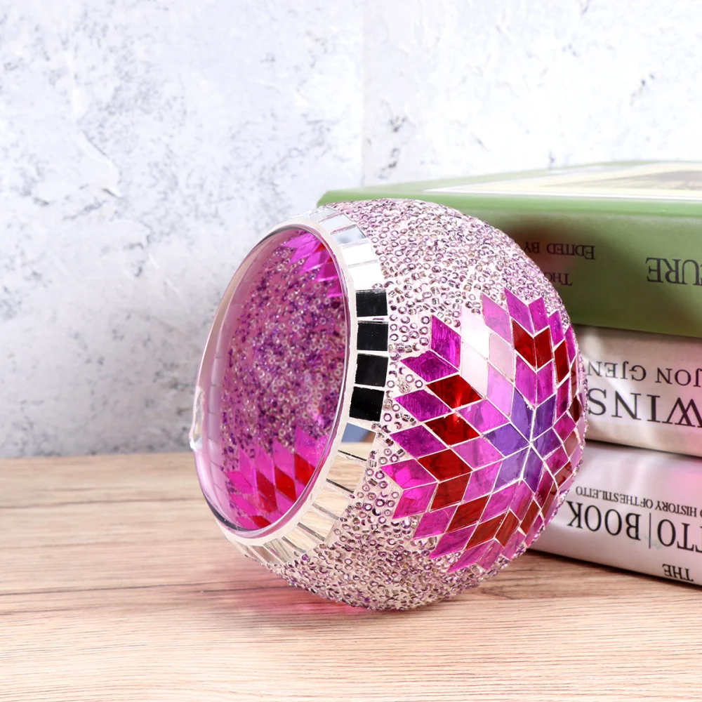 

European Style Glass Candle Holder Mosaic Candle Holder for Tea Light Home Restaurant Decor Christmas Wedding Party Gif