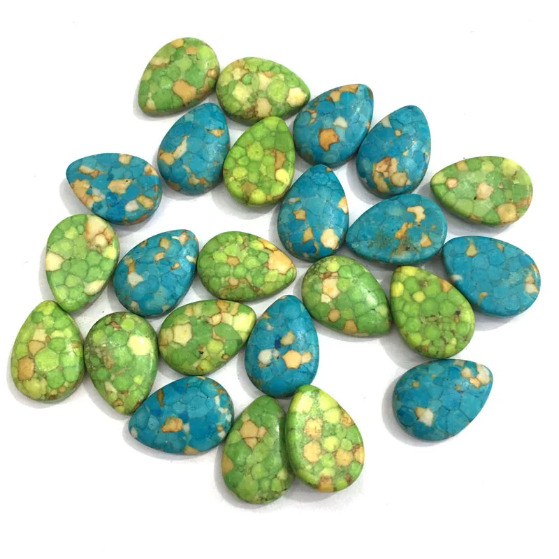 

Natural Stone Turquoise Cabochon Beads Flat Back Water Drop Shape No Hole Loose Beads For jewelry making DIY Ring accessories