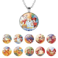 disney mickey mouse theme new fashion 25mm glass dome pendant necklace cartoon necklace gifts for girls cabochon jewelry dsy173