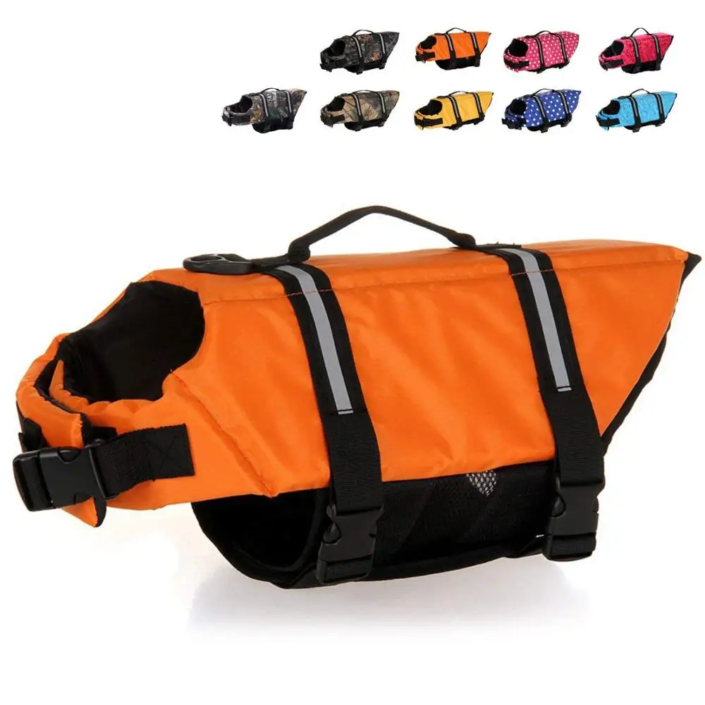 Dog Life Jacket Vest Saver Safety Swimsuit Preserver with Reflective Stripes Adjustable Belt for | Дом и сад