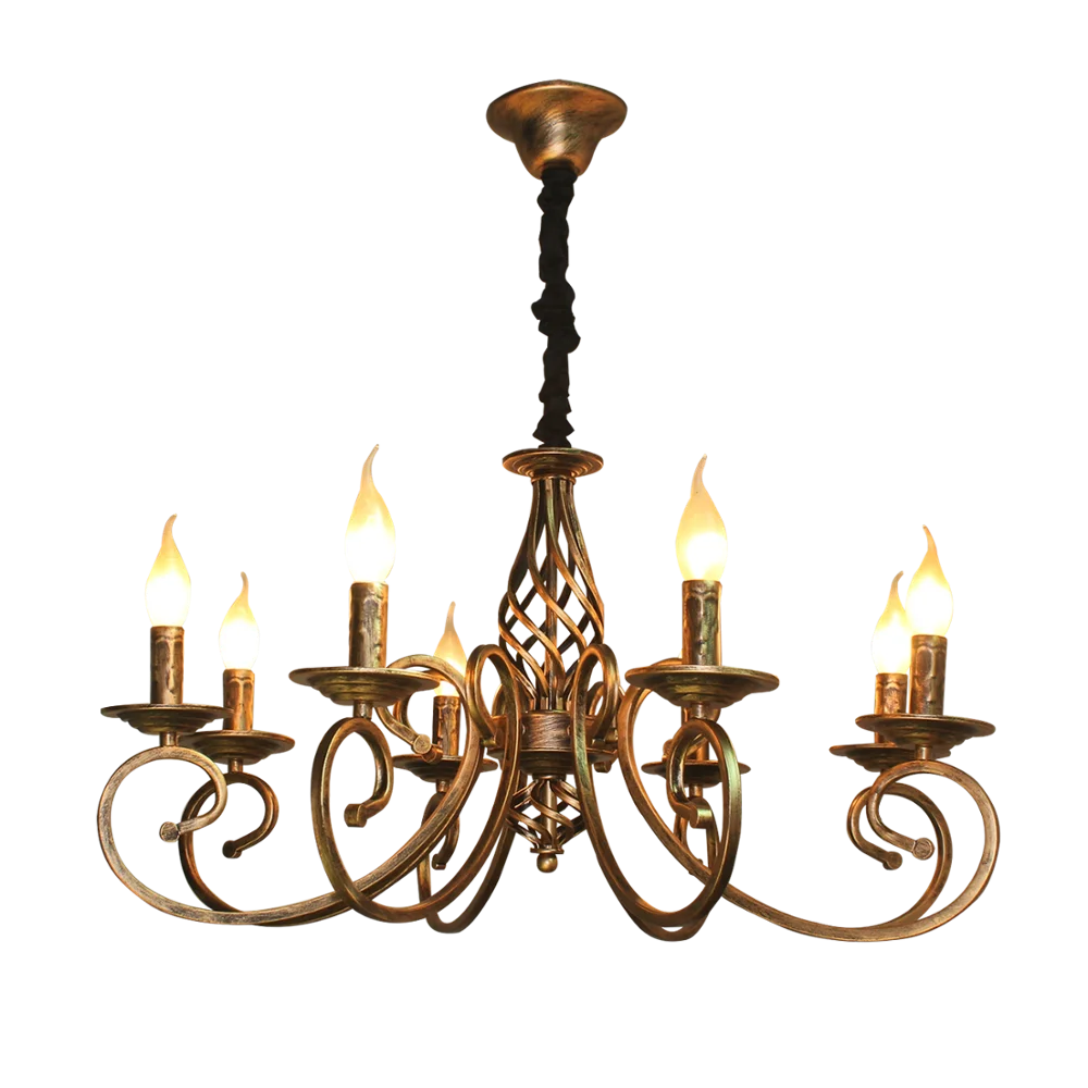

Ganeed Height quality 8 Lights Candle Rustic Chandeliers French Country Vintage Iron Light Fixture for Kitchen Bedroom Lightings
