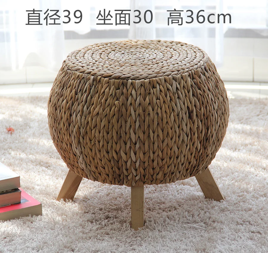 H1 мебель Раш трава табурет круглый ротанга твердой древесины творческий дом