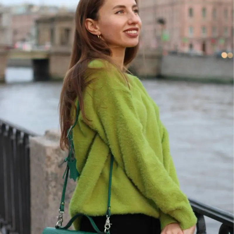 GIGOGOU autumn winter oversize thick mink cashmere Women Pollovers Sweater V Neck female casual warm fur sweater | Женская одежда