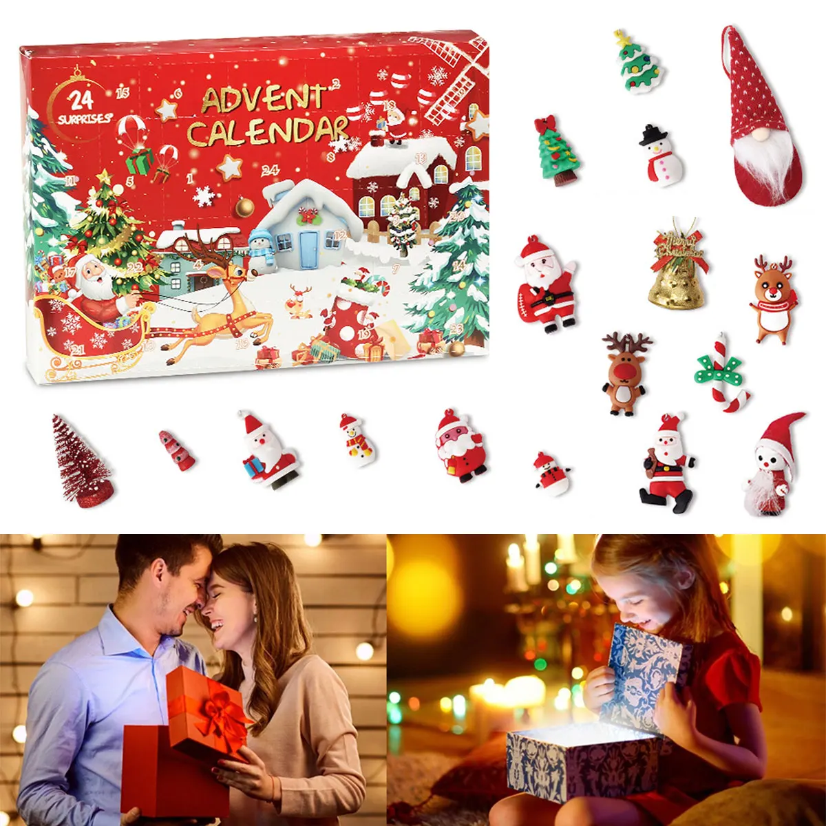 

Christmas Advent Calendar Toy 24 Days Countdown Calendar with Rocks Collections Educational Toys Xmas Surprise Gift for kids