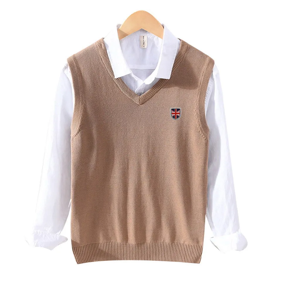 

New Fashion Brand Sweater Mens Pullover V Neck Slim Fit Jumpers Knitting Patterns Autumn Vest Sleeveless Casual Clothing Men