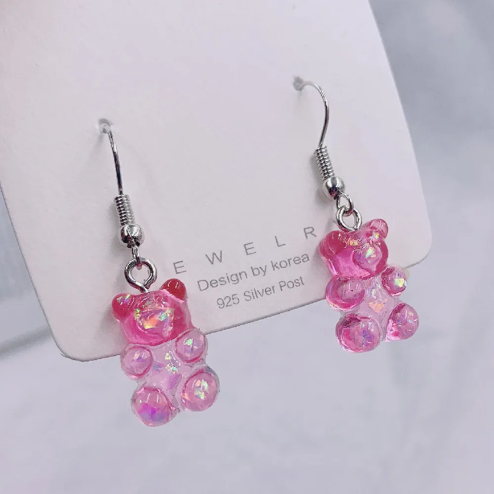 

Fashion Simple Cute Colorful Acrylic Animal Bear Dangle Earrings for Girls Women Children Birthday Gift Lovely Jewelry
