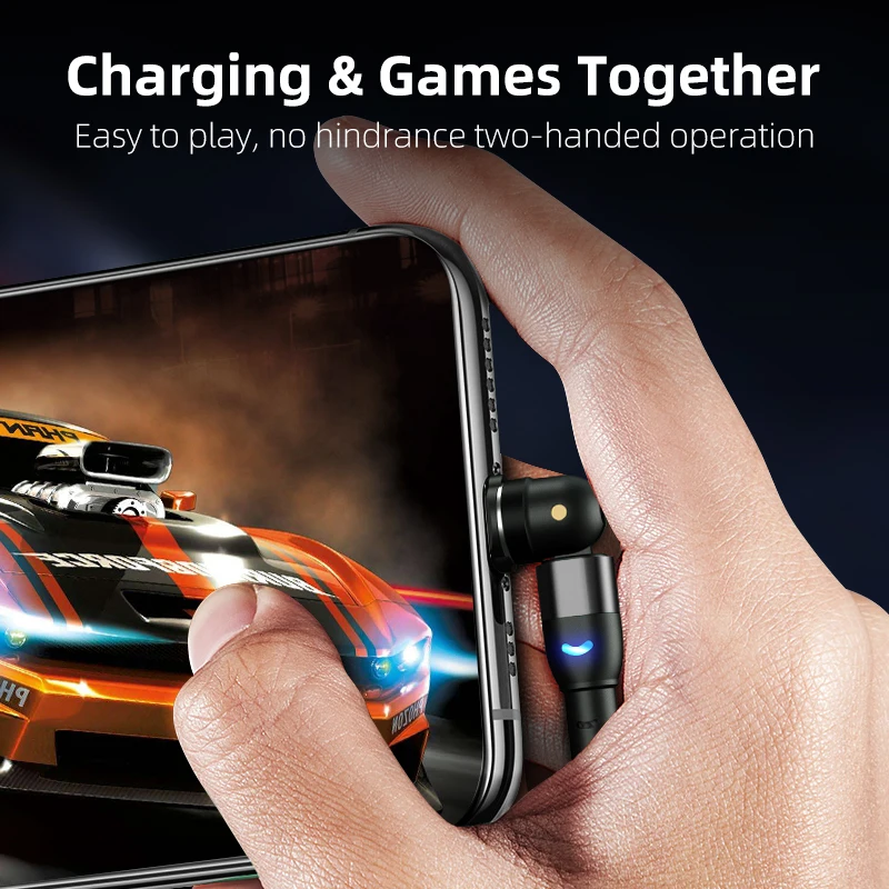 

540 Degree Rotation Magnetic Cable 3A LED Type C Cable Magnet Charger Data Charge Micro USB Cable Mobile Phone USB Cord