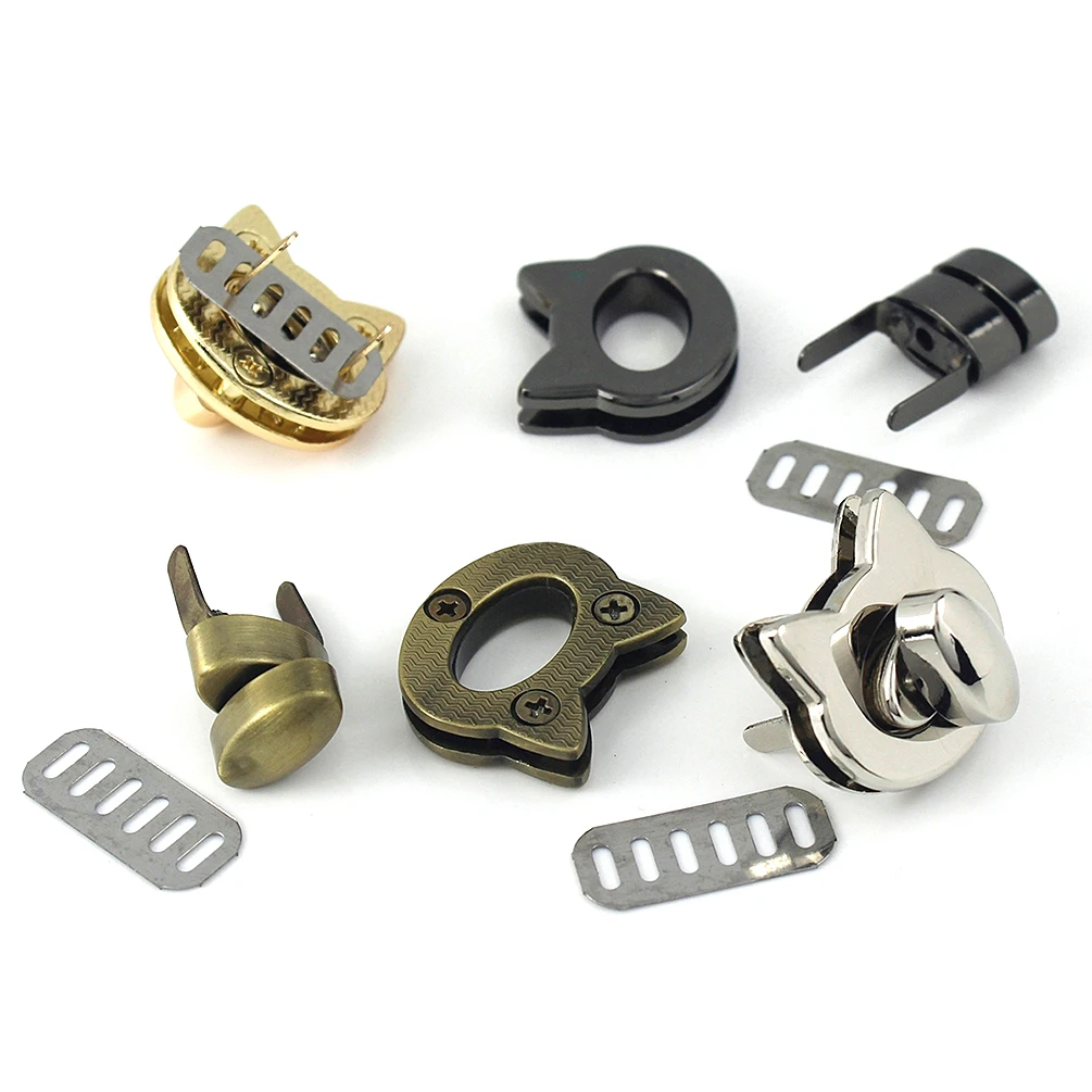 Metal Cute Cat Bag Turn Lock Twist Lock Clasp For Leather Craft Women Handbag Shoulder Bag DIY Bag Hardware Accessories