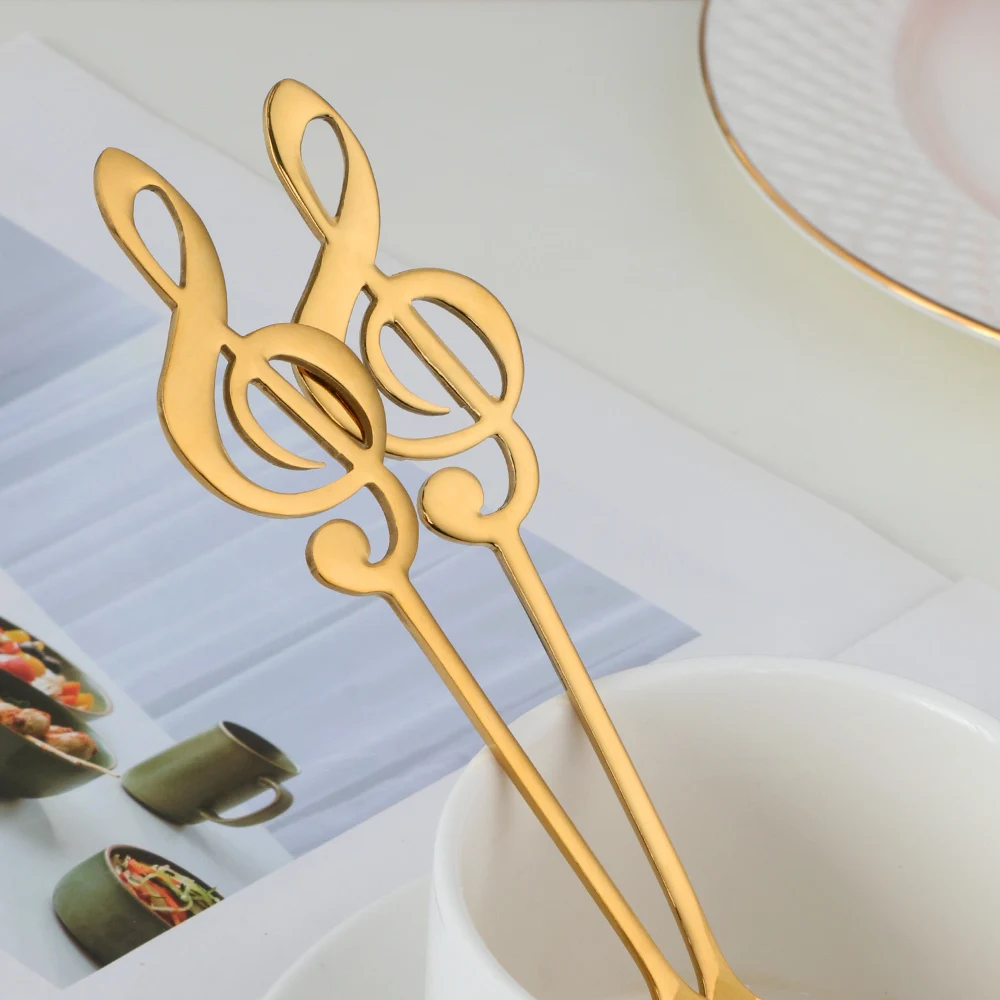 8 Pcs/Set Spoon Musical Note Coffee Spoons Stainless Steel Tea Stirring Set Sugar Ice Cream Mug Dessert Tableware | Дом и сад