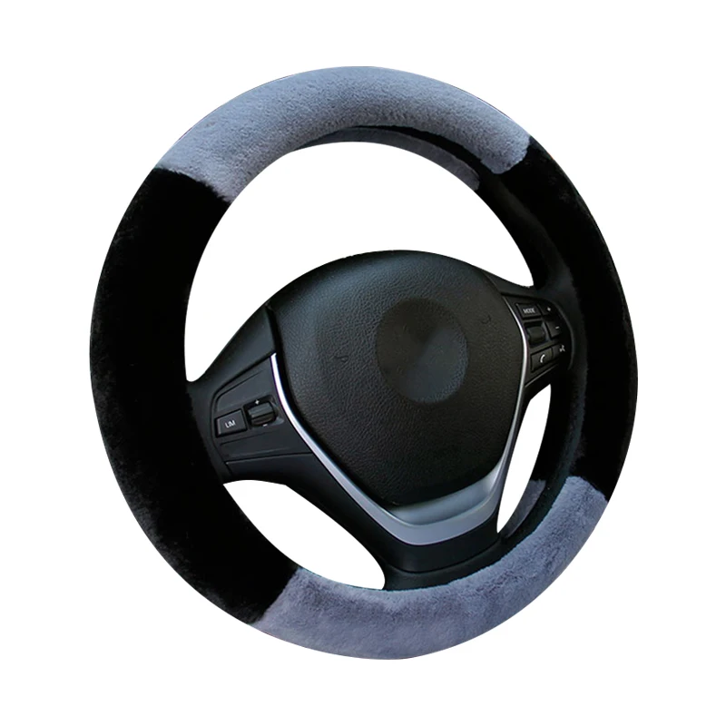

LEDTENGJIE 37-38cm winter car steering wheel cover imitation rabbit fur warm gloves ladies comfortable car interior
