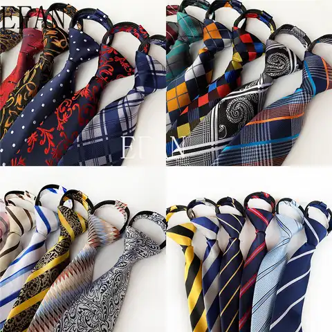 Мужские модные галстуки 8 см на молнии с предварительно завязанным воротником в виде Пейсли, цветочные клетчатые галстуки, галстуки для дже...