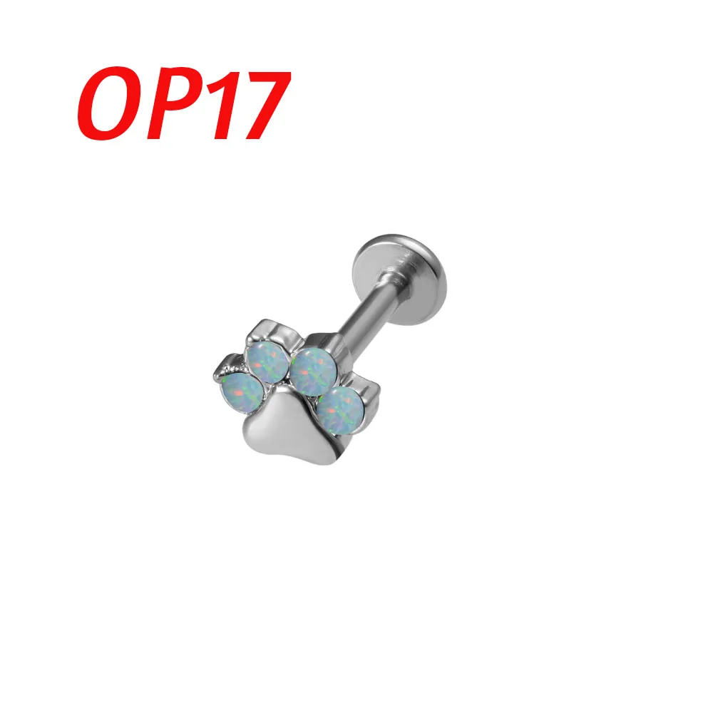 

1pc Internally Threaded Monroe Ring Body Jewelry 16g Cartilage Tragus Helix Piercing Paw Zircon Labret Lip Ring Stainless Steel