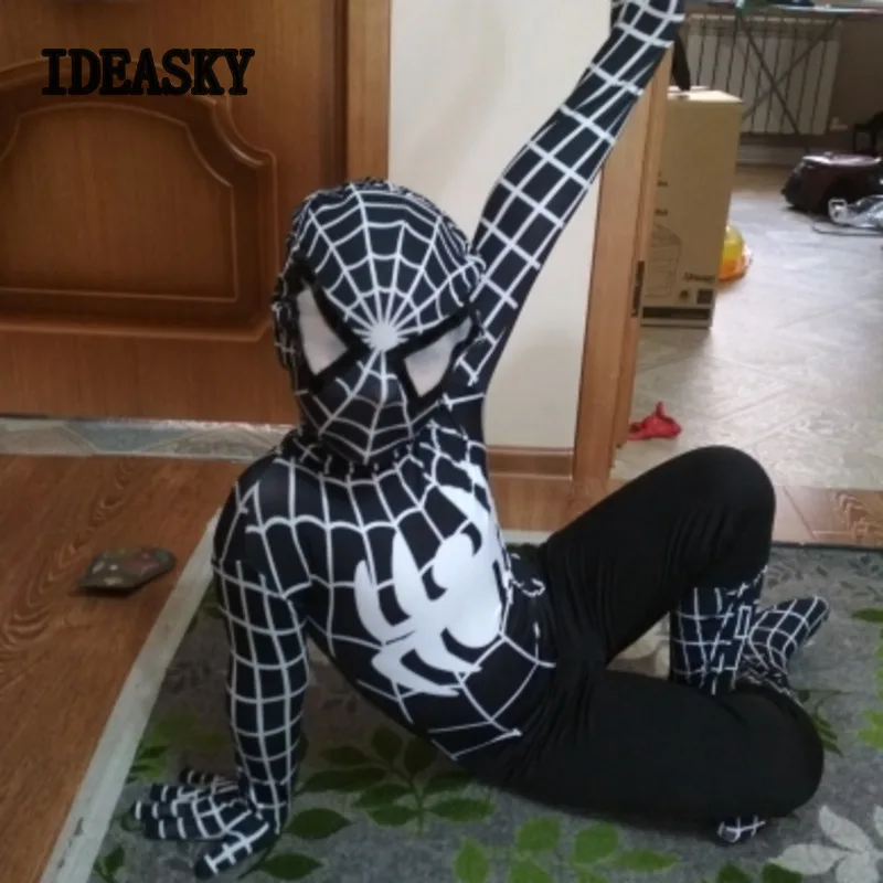 Красный и черный костюм Человека паука костюмы для взрослых детская одежда