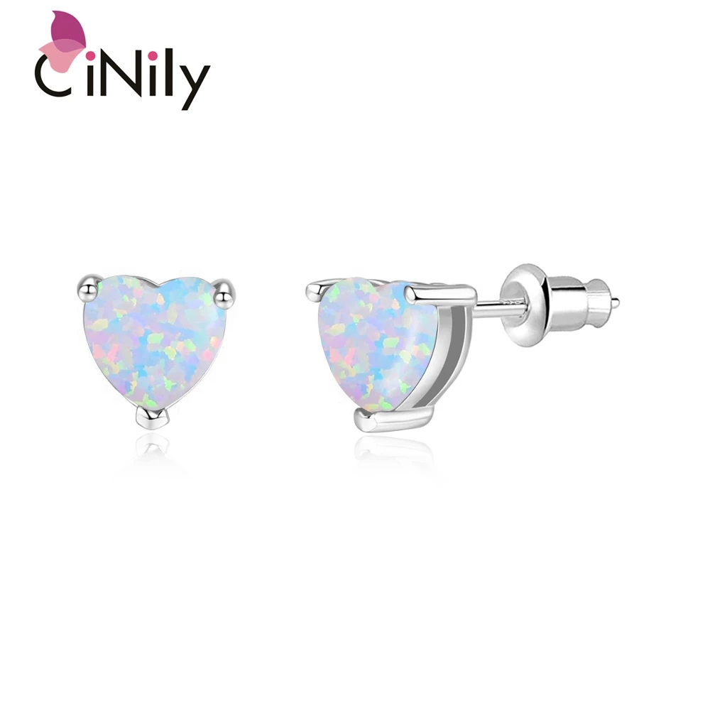 Серьги гвоздики женские посеребренные с опалом 7 мм|earrings wholesale|wholesale earringsblue fire opal |