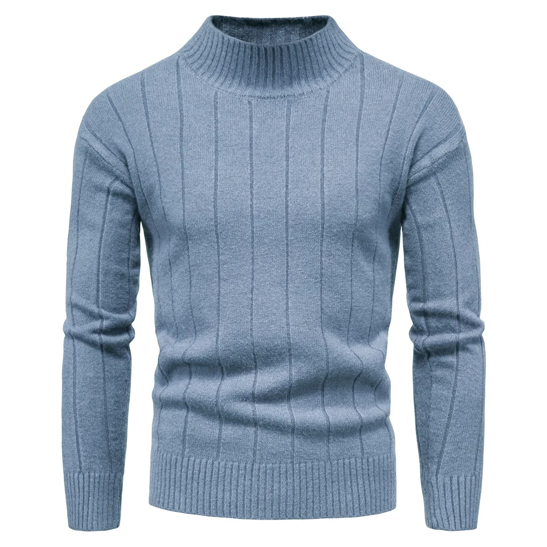 

YM058 Autumn Clothing Plus Size Men's Sweater Bottoming Shirt Men's Half-Collar Striped Long-Sleeved Sweater