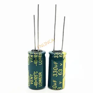 Алюминиевый электролитический конденсатор, 63 в, 330 мкФ, 10*20, высокая частота, низкое сопротивление, 330 мкФ, 63 в, 20%