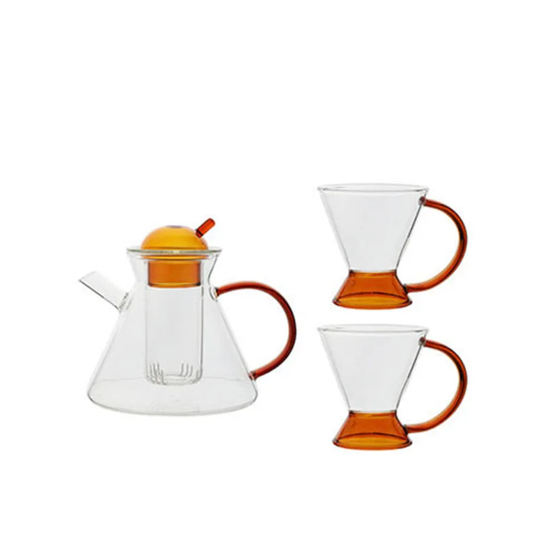 Ins Creative Nordic Teapot High Borosilicate Glass Transparent Heat Resistant Tea Pot Set Filter Coffee Pot Office Set Home Tool images - 6