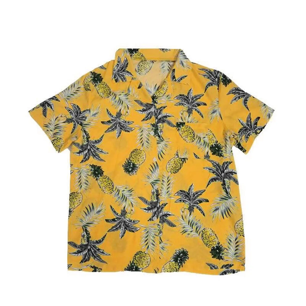 Мужские рубашки мужская рубашка с фруктовым принтом коротким рукавом летняя на