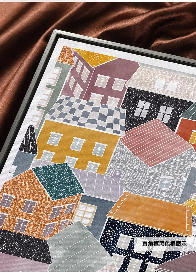 

Multi Colors Abstract House Wall Art Poster Scandinavian Style Watercolor Canvas Paingting Pictures for Living Room Home Decor