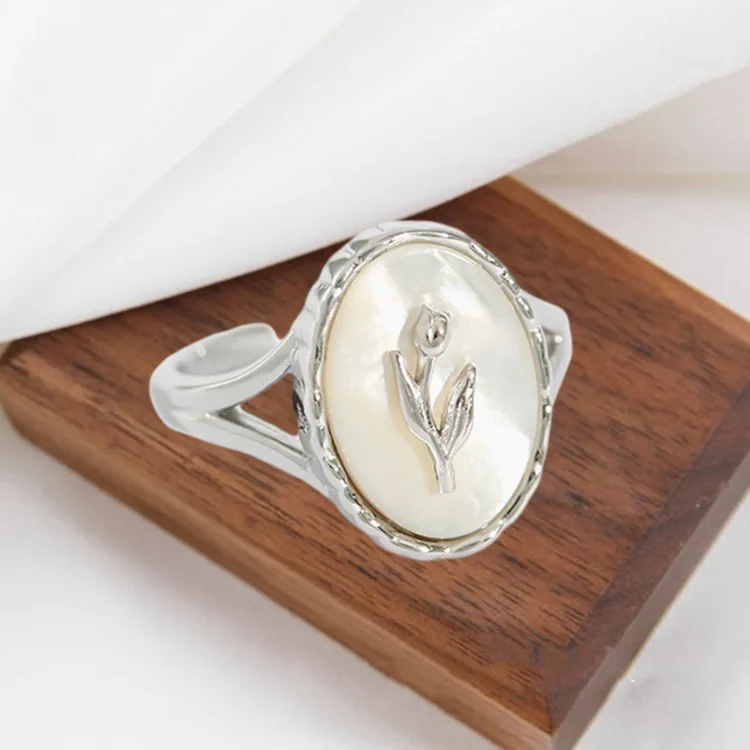 

Luxury Female Rose Flower Thin Ring Charm Gold Silver Color Wedding Rings For Women Dainty Oval Adjustable Engagement Ring