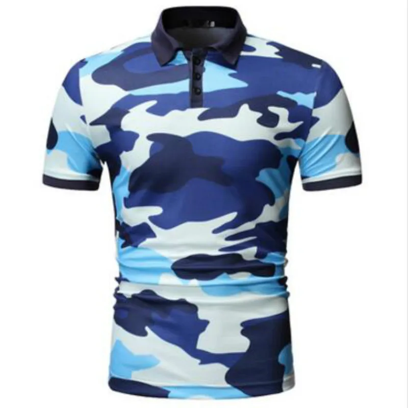 Красивая Мужская рубашка поло новая летняя мужская полосатая камуфляжная
