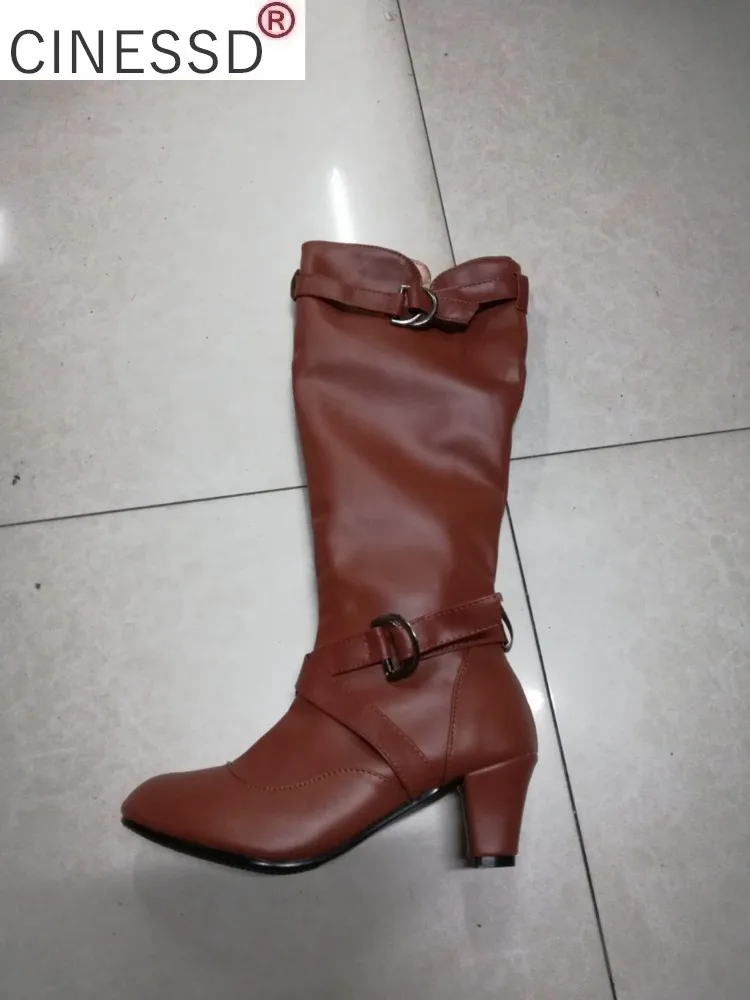 2021 Fashion Mid Calf Spike High Heels White Black Ridding Western Boots Street Goth Ladies Shoes Plus Size Womens Boot | Обувь