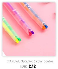 JIANWU 10pcs/set soft pastel ended highlighter pen Fluorescent pen kawaii Mild liner DIY School supplies Office Stationery