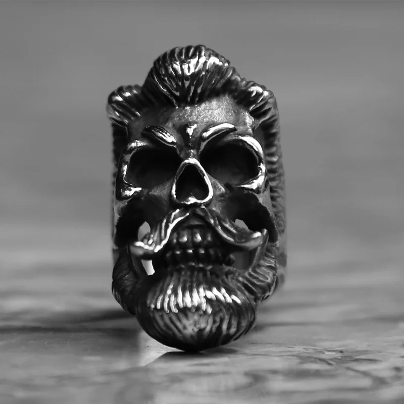 Старинные джентльмен борода череп кольцо для мужчин Прохладный нержавеющая