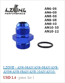 LZONE-синий штекер 6AN 6 вспышка до M14x1.5(мм) метрический прямой фитинг от 6 до M14* 1,5 порт. Адаптер JR-SL816-06-143-011