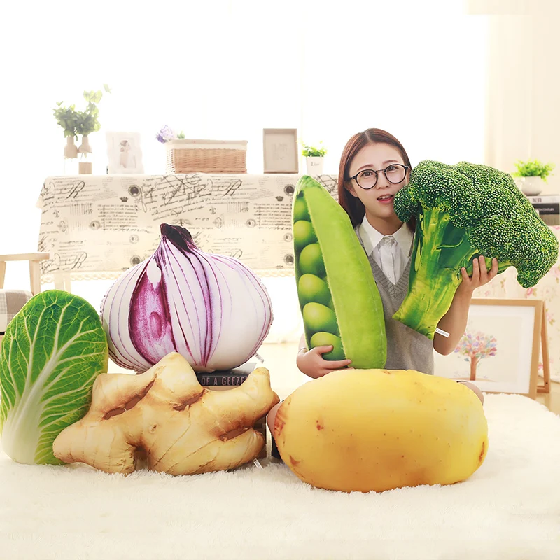 40-60CM Simulation Vegetable Pillow Cushion Vegetable Plush Doll Potato Broccoli Cabbage Peas Plush Toy Creative Home