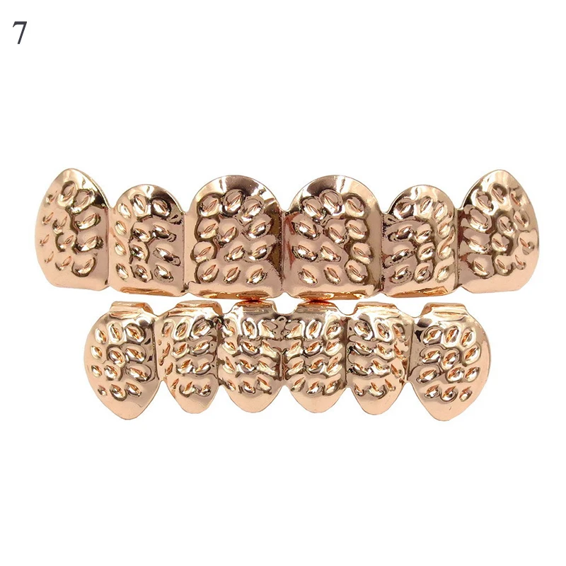 Хип-хоп золотые зубы Grillz верхние и нижние грили зубной рта Панк зубы шапки Косплей вечерние украшения для зубов